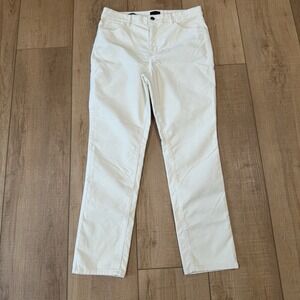 Talbots Women's 10P Velveteen Straight Leg Pants‎ Cream High Rise Stretch